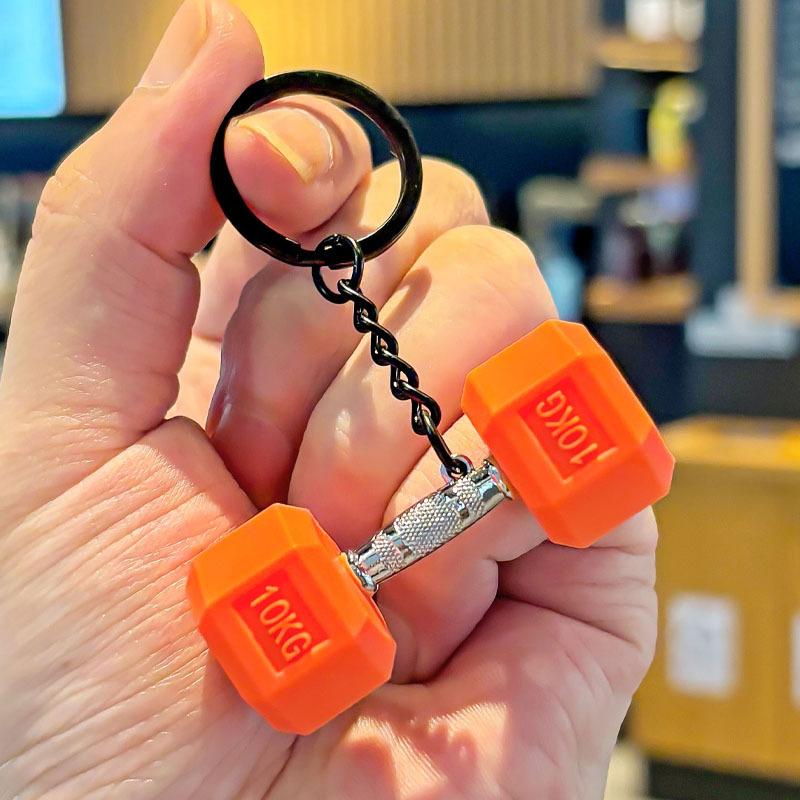 Gym Dumbbell Keychain 3D Pvc Dumbbell Keychain Car Key Wallet Backpack Pendant Creative Gifts For Fitness Enthusiasts
