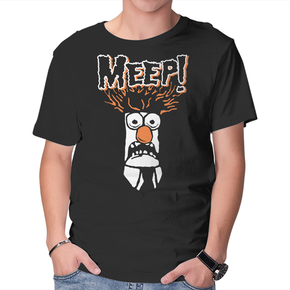 Unisex Crew Neck T-Shirt Meep Graphic Short Sleeve Casual Tee S