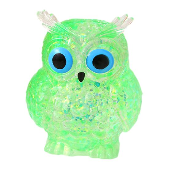 Glitter Owl Sugar Stress Ball Slow Rebound Stress Relief Clear Bird Squeeze Toy зелёный