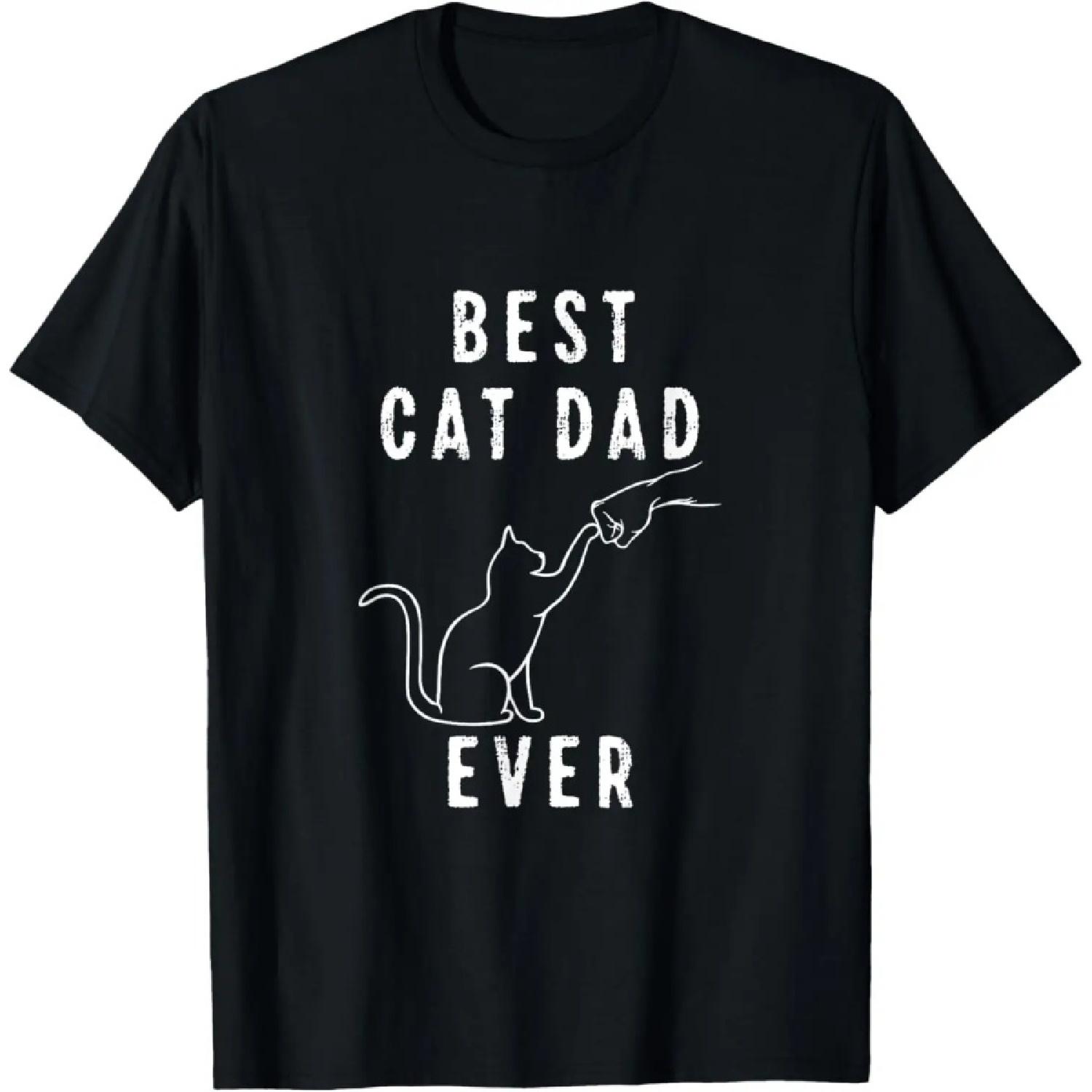 Best Cat Dad Ever Cat Daddy Paw Fist Bump Meow Cat T-Shirt S чёрный