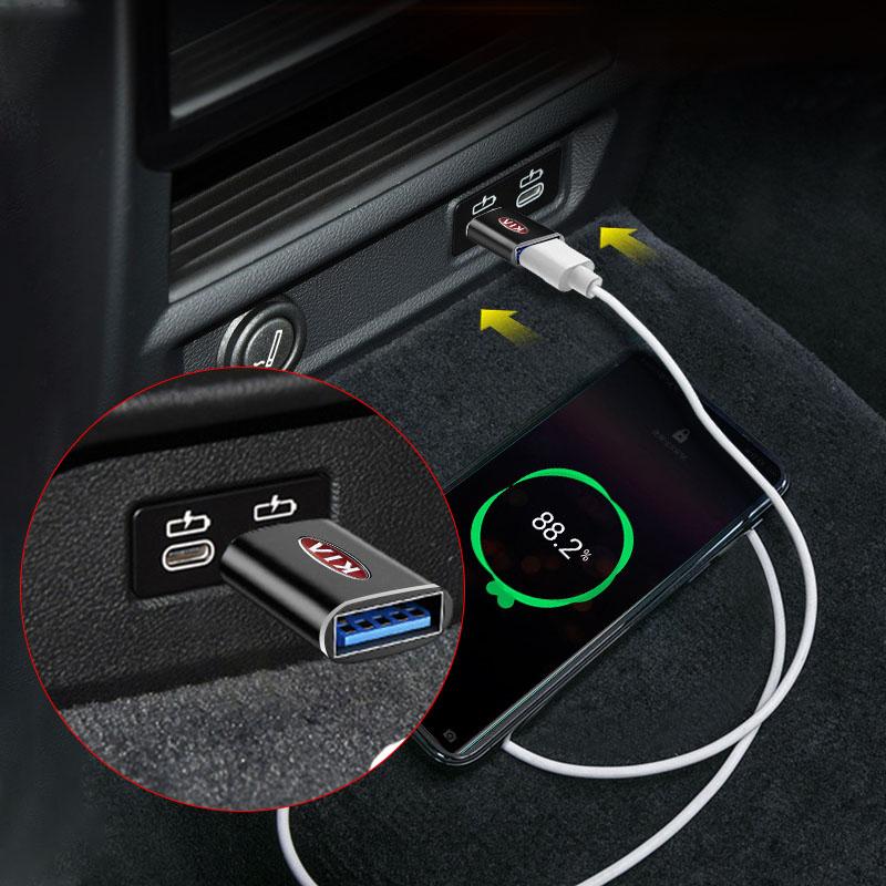 1PCS Car Usb Type C Cable Converter Charging Adapter Car Accessories For Kia Rio Ceed Sportage Cerato Soul Sorento K2 K5 Flip