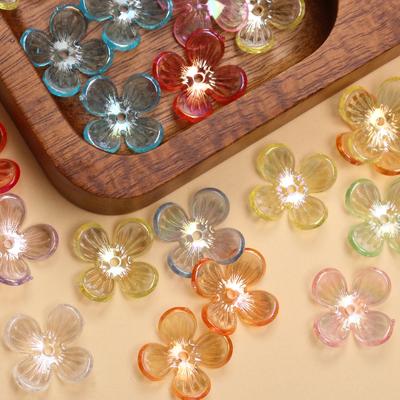 100 Adet 9 Renk Akrilik 15.8mm Şeffaf Kristal Küçük Çiçek Boncuklar Takı İşleme Üretimi İçin Gevşek Boncuklar