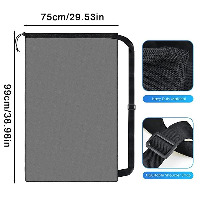 Mesh Soccer Ball Bag Extra Large Drawstring Basketball Storage Bag with Zipper Pocket Volleyball Football Net Pack Gym Bags