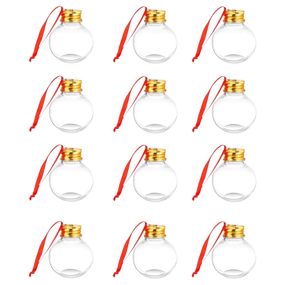 

12Pcs Clear Christmas Ball Fillable Ornament Xmas Tree Hanging Bauble Pendant 2025 Christmas Home Decoration Navidad Gift 5x5x6.2cm золотой
