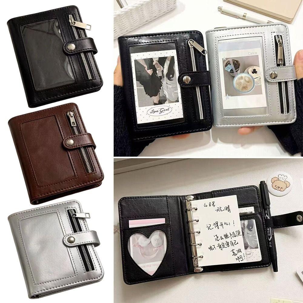 PU Leather M5 Notebook 5-Ring Loose-Leaf Pocket Journal Portable Binder Notebook  Students