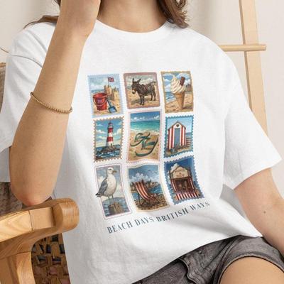 Retro Seaside Postcards Tee | Vintage British Beach Illustration