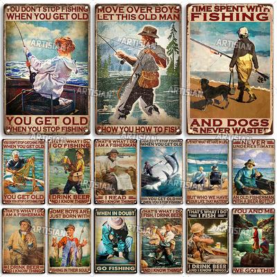 Artisian Fishing Metal Sign Lure Tin Poster Sport Decorative Plate Wall Decor Garage Bar Pub Club Hotel Cafe Kitchen Home