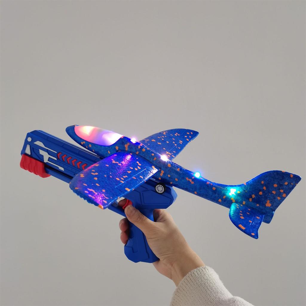 LED Airplane Toys, 13.8 IN Large Foam Glider Catapult Plane Outdoor Sport Flying Toy For Kids