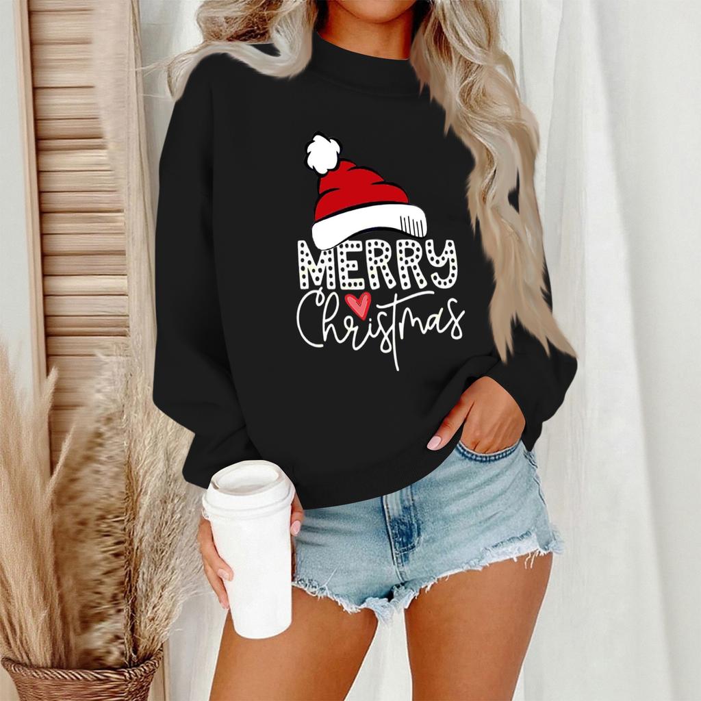 Women's Casual Fashion Round Neck Long Sleeve Christmas Printed Sweatshirt