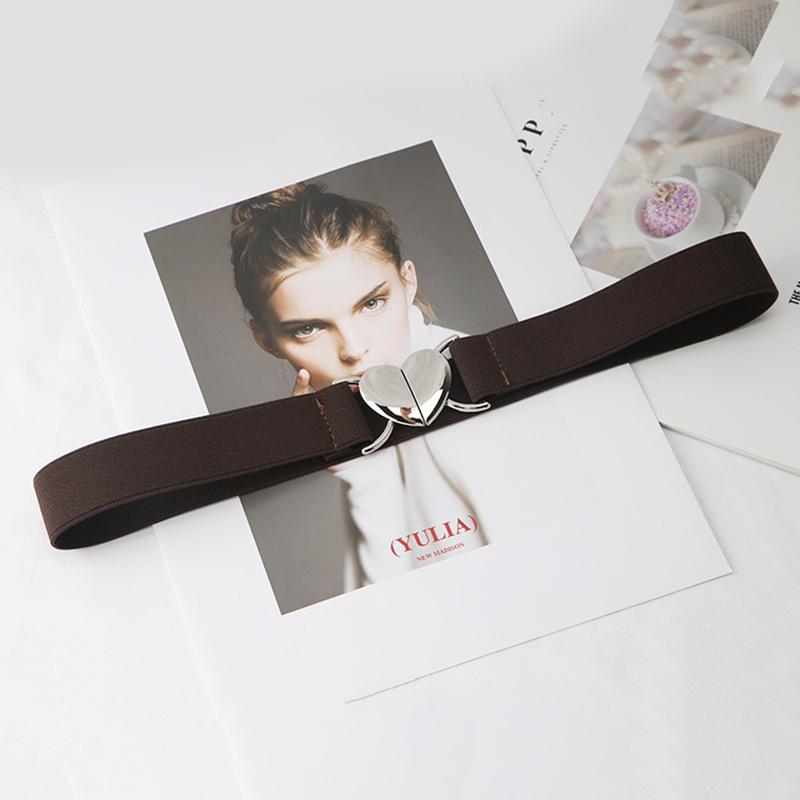 

Эластичные ремни с металлической пряжкой в виде сердца для платья, свитера, декоративного пояса кофейный