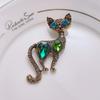1pc Vintage Cat Brooch Pin - Elegant feline Jewelry with Alloy Base & Artificial Crystal-like Accents, Antique - Halloween Costume Party Accessory for
