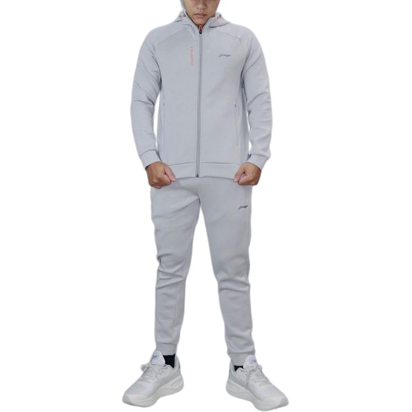 Li Ning Fitness Series Sweatshirts Men's Gray Hooded Moderate Cardigan AWDS791-4