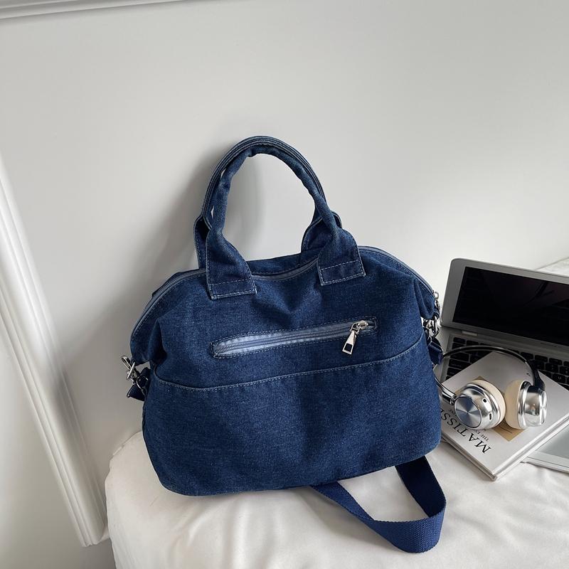 Embroidered Denim Bag Women's Large Capacity Shoulder Crossbody Bag