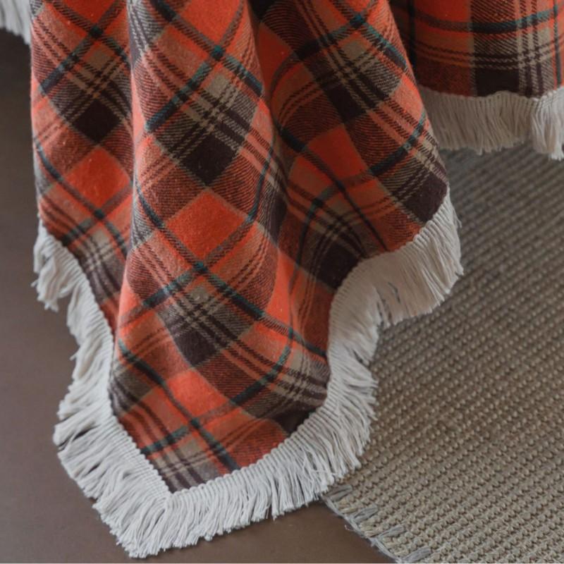 Plaid Cotton Sofa Cover Throw Blanket Living Room Couch Bed Window Seat Table Decor French Style Dustproof Multi-Use