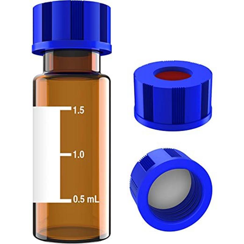 

100 PCS 2Ml HPLC Vials 9-425 Lab Amber Vials With Write-On Spot And Graduations,Screw Cap Amber коричневый
