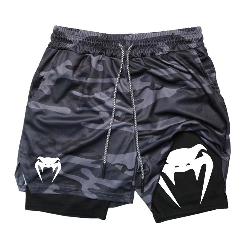MDHAO xin nan zhuang  3D txu Slangenprint 2-in-1 Trainings- en Hardloopshorts voor Mannen Sportschool Prestatieshorts met Telefoonvakje Handdoeklus Sport Atletische Sportkleding XXXL