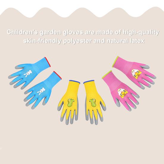 1 Paar Kinder-Gartenhandschuhe mit Cartoon-Muster, verschleißfest, dornensicher, pannensicher, eng anliegende, rutschfeste Gummi-Arbeitshandschuhe