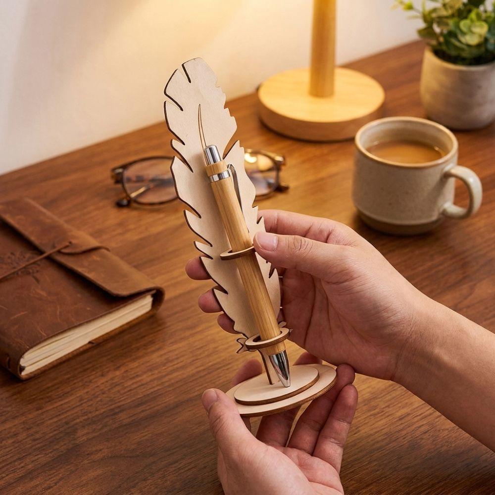 Creative Retro Wooden Quill Pen Holder Handmade Unique Gifts Desktop Storage Rack Funny Pencils Holder Office