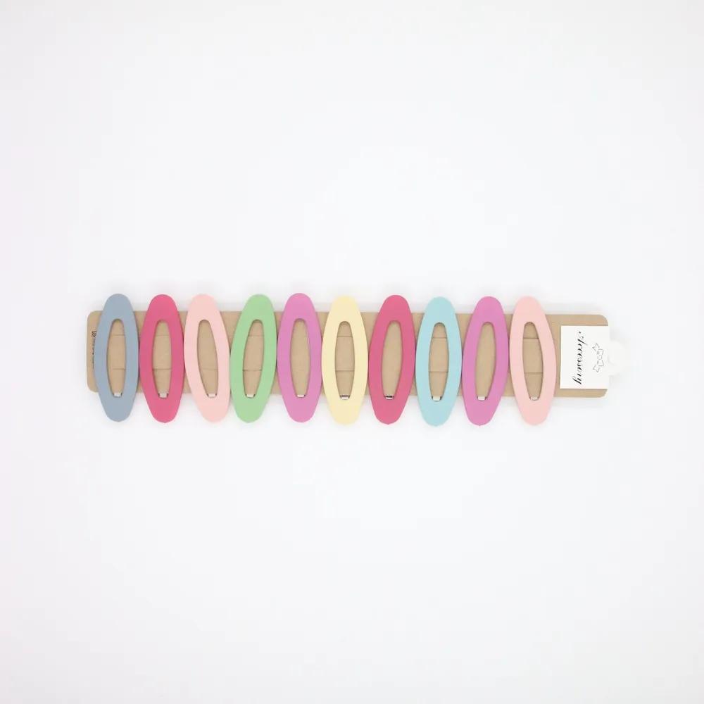 Round Glossy Matte Color Hairpins Snap Clips 10-Piece Set