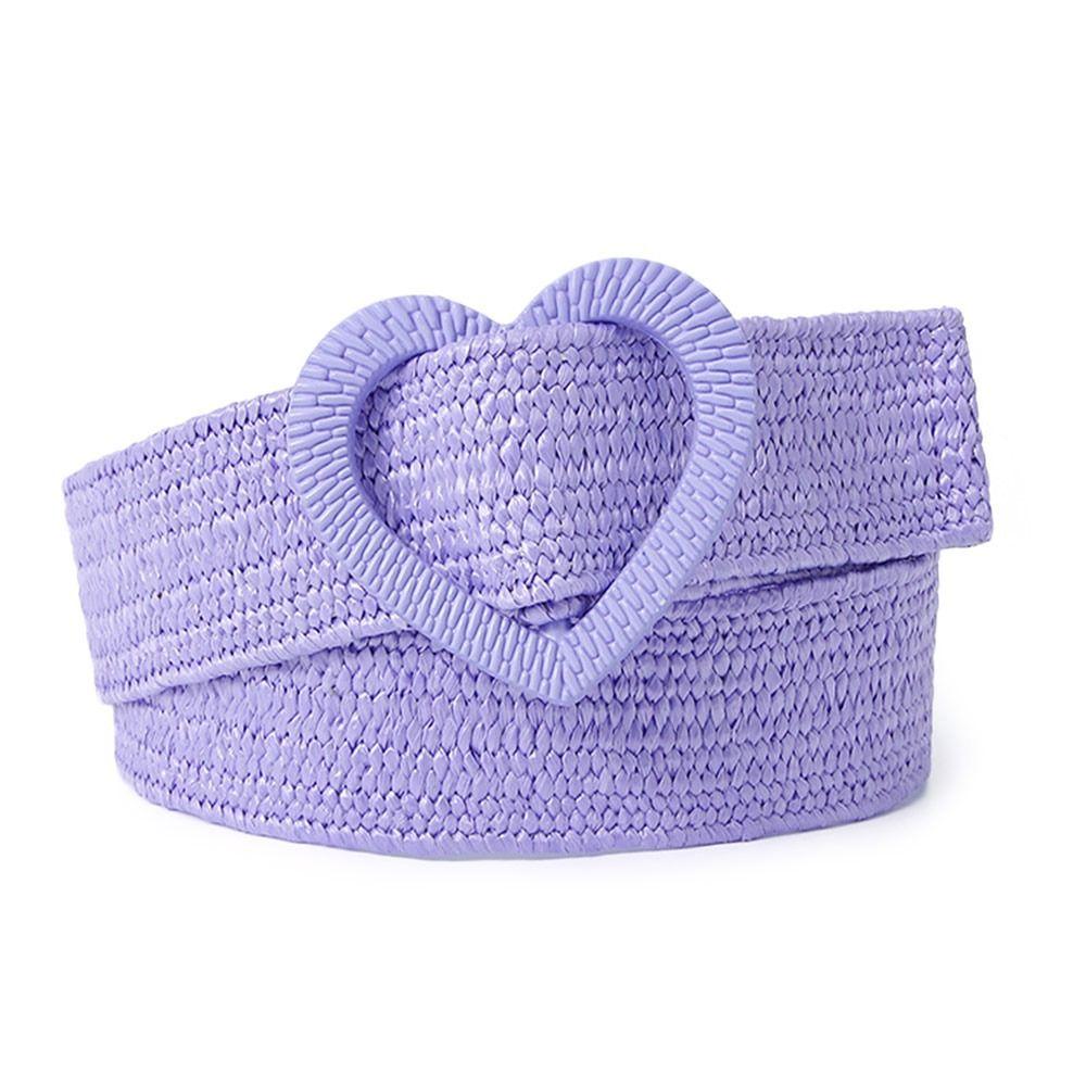 

Жіночий Богемний Пояс з Пряжкою у Формі Серця Плетені Пояси Солом яний Плетений Пояс Широкий Пояс фіолетовий
