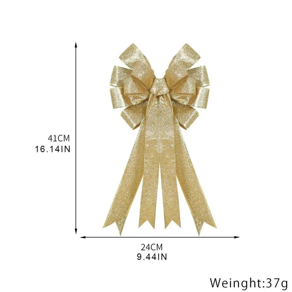 

1PC Red Christmas Bows Outdoor Decorations,Large Christmas Tree Topper Bow with Glitter Gold Edge for Xmas Home Front Door Decor 41x24cm