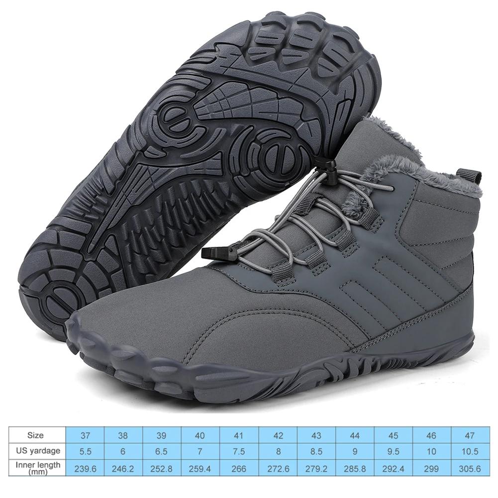 Winter Warm Barefoot Boots Women Men Rubber Running Shoes Waterproof Non-Slip Breathable Snow Boots For Outdoor Walking