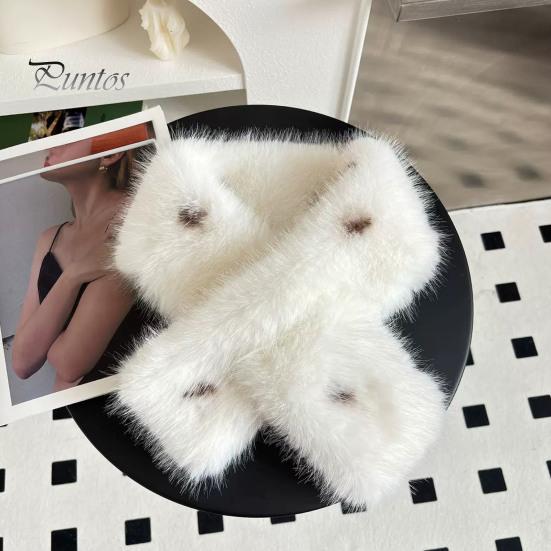 Daily Outdoor Cycling Scarf Faux Fur Collar for Women, Plush Neck Warmer Scarf, Fluffy Solid Color Winter Accessories Scarves, Thanksgiving Christmas