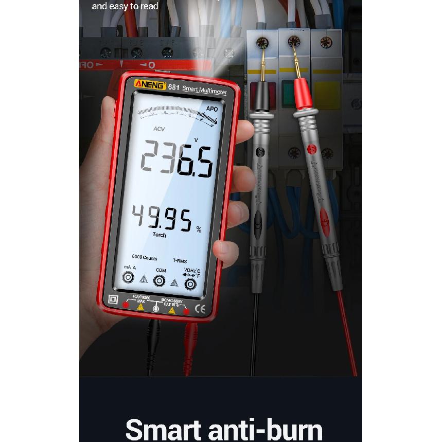 ANENG 681 Rechargable Digital Professional Multimeter Non-contact Voltage Tester AC/DC Voltage Meter LCD Screen Current Tester