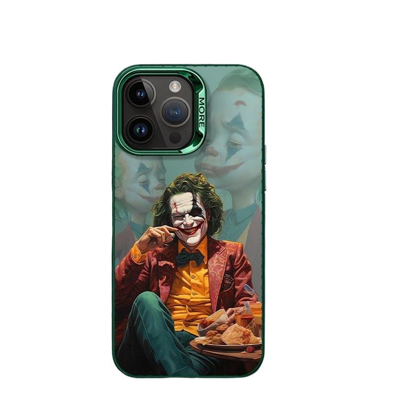 Clown Personality Electroplated Silver Case for Apple iPhone 11, 12, 13, 14, 15 Pro Max - Drop-Proof, European & American Style