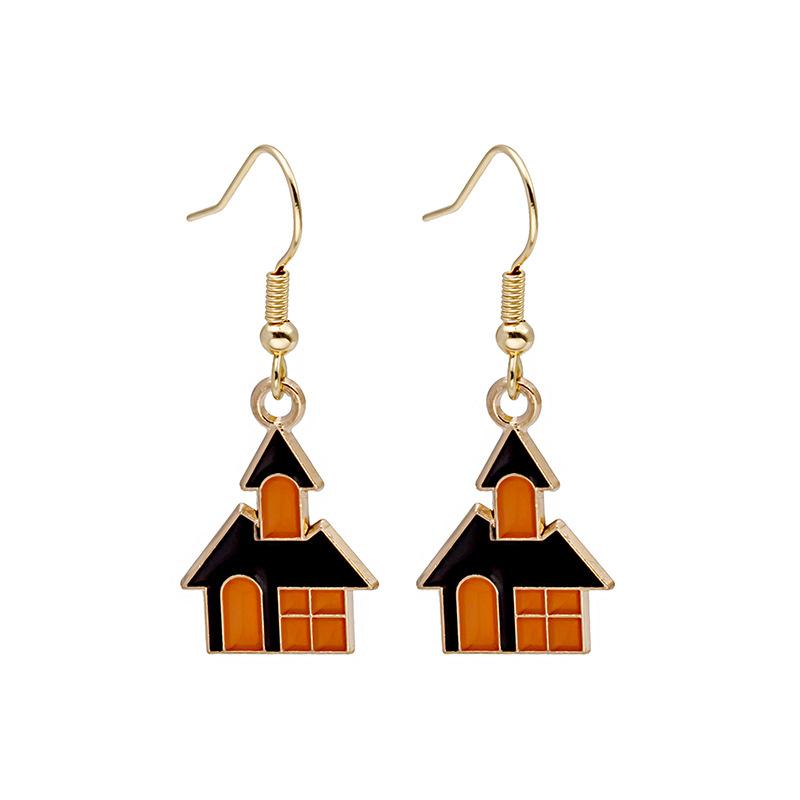 Popular Halloween Earrings Series, Simple Halloween Pumpkin Head Earrings, Alloy Drip Earrings