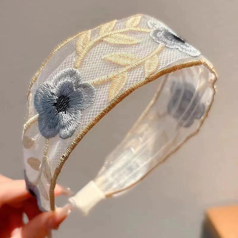 1/3PCS Embroidered Flower Headband for Women with a Sense of Luxury, Ethnic Style, Floral Fabric, Wide Edge Headband