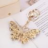 European & American Creative Rhinestone Butterfly Keychain: Unique Metal Moth Insect Charm for Backpack