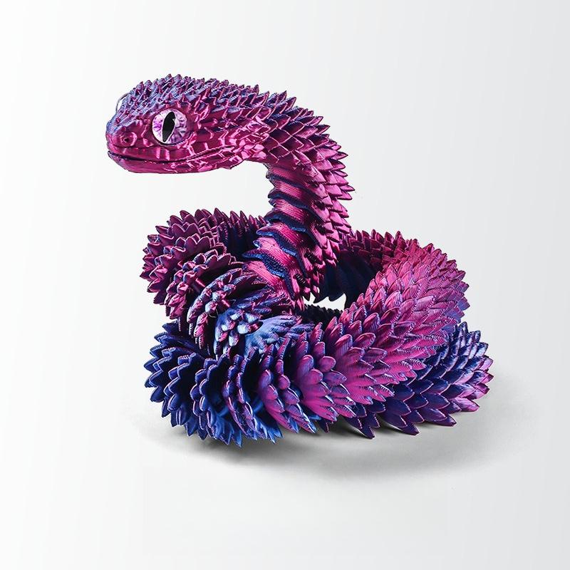 3D Printed Movable Joint Viper-Lifelike Snake Simulation Gradient 3D Animal Model Best Children's Birthday Gift Fun Collectible