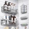 Punch-free Bathroom Rack, Wall-mounted Shampoo Storage Rack, Rust-proof Stainless Steel Bathroom Organization Accessories