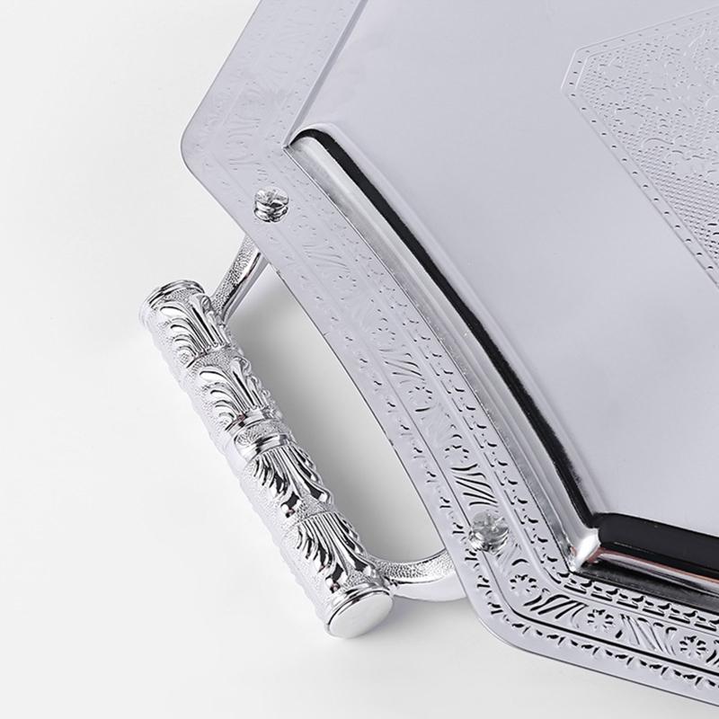 Stainless Steel Storage Tray Metal Elegant Organizer Multifunction Trays for Fruit Candy Dessert Pastry Cookie Biscuit