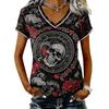 Dames Casual V-hals Korte Mouw T-shirt Halloween Print Pullover Top