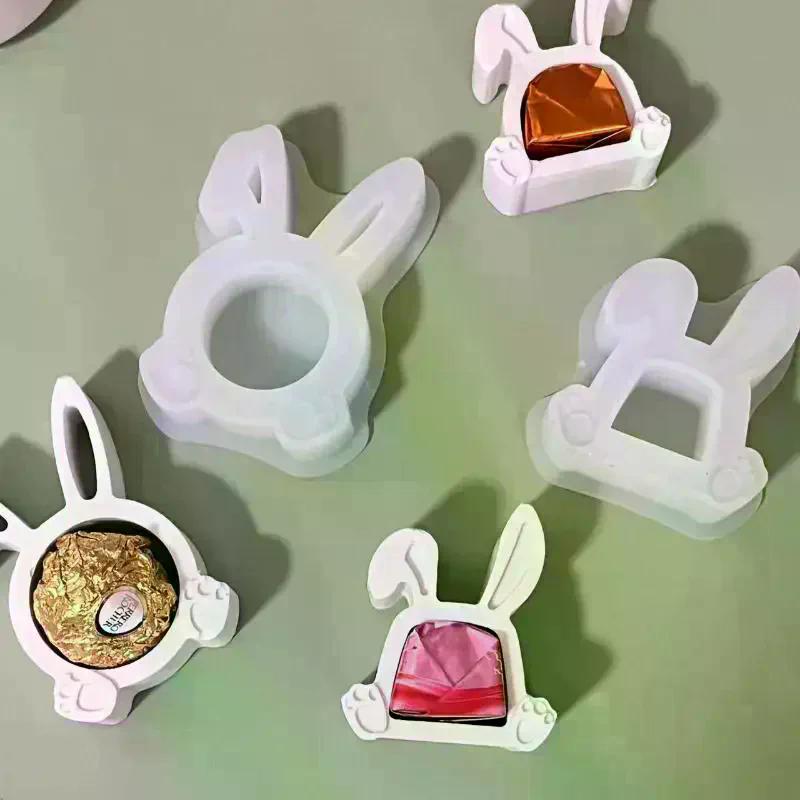 'Cute Mini Easter Rabbit Silicone Mold DIY Candy Chocolate Candle Scented Gypsum Mould Handmade Home Decoration Mold