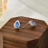 Blue Water Drop Drill Earrings Light Luxury High-end Temperament Exquisite Super Flash Earrings for Women
