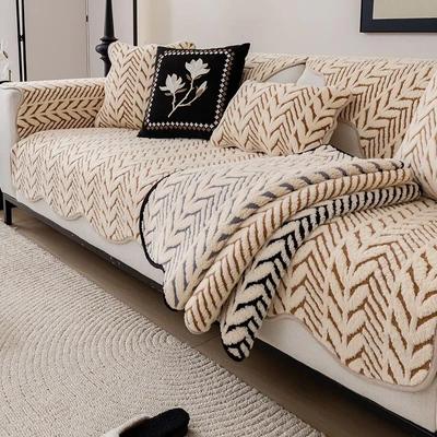 1PC Warm Plush Sofa Cover for Living Room Anti-slip Striped Sofa Slipcovers Home Decor Pets Kids Furniture Protector Covers