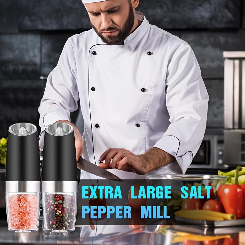 Electric Salt and Pepper Mill Set, Spice Grinder, Coarseness Adjustable, Battery Operated with LED Light, One Handed Automatic Operation, Kitchenware