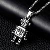 Street Trendy Japanese and Korean Retro Building Blocks Robot Necklace Pendant Hip Hop Titanium Steel Necklace