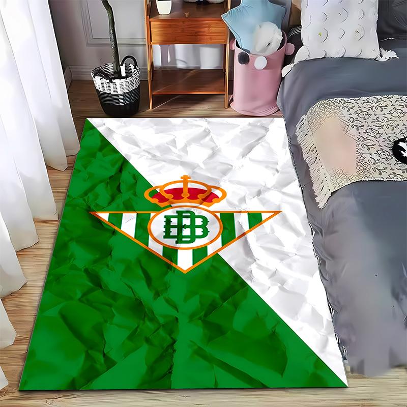 Green and White Carpet with Crown Symbol and Geometric Design Pattern Suitable for Use As an Anti-slip for Living Room Bedroom Sofas