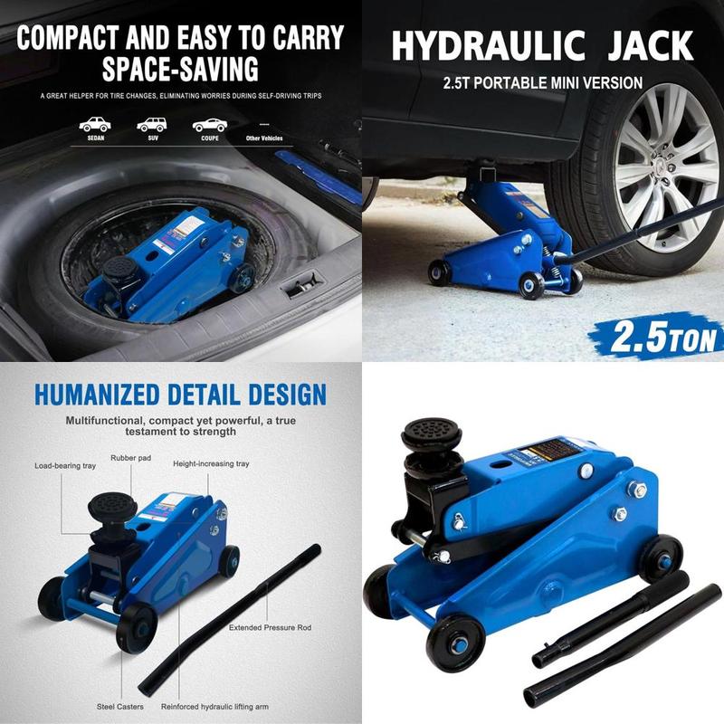 2.5 Ton Hydraulic Floor Jack with Heightening Gasket, 4.13-17 Lifting Range