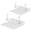 Tamatoshi 6-Row Pants Hanger, Stainless Steel, Slim, Space-Saving, Foldable, Multi-Function, Laundry, Clothes Hanger, Stylish, White, Set of 2