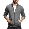 Men's Solid Mock Neck Sweater, Slim Fit Long Sleeve Zip Knit Cardigan, New Autumn Winter European Style Men Casual Knit Outerwear