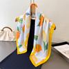 2026 New Arrival Fruit Print Yellow Square Silk Scarf for Women Casual Elegant Thin Breathable Neck Cherif Head Wrap Hair Scarfs