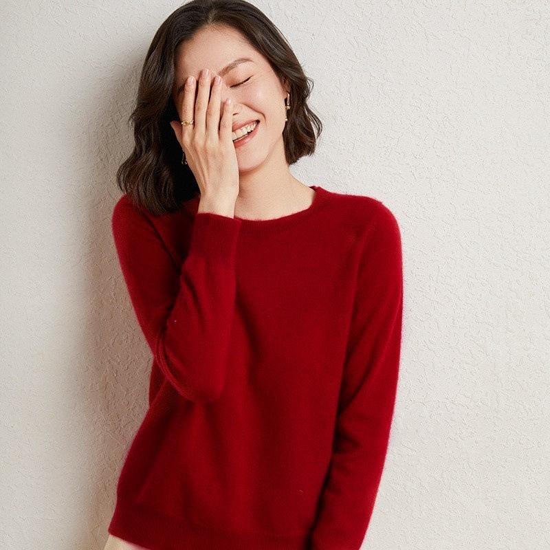 Maglione da donna primavera e autunno pullover maglione lavorato a maglia girocollo manica lunga maglione fondo camicia maglione tinta unita