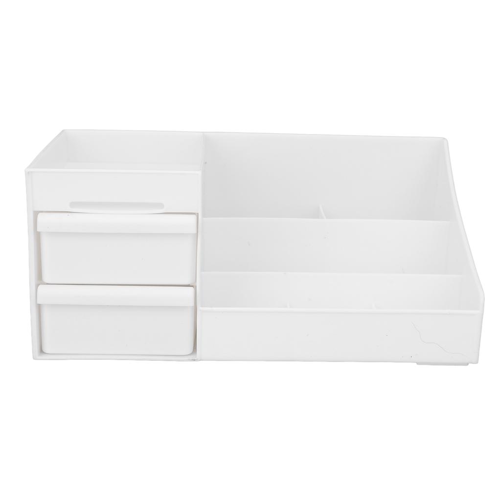 Cosmetic Desktop Storage Box Large Capacity Compartmental Design Small White Cosmetics Storage Box with Drawer