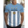 Argentinien Flagge 3D Druck T-Shirt 2026 Fußball Fan Atmungsaktives Sporttrikot Training Eltern-Kind Familie Fußball Watch Party Oberteile