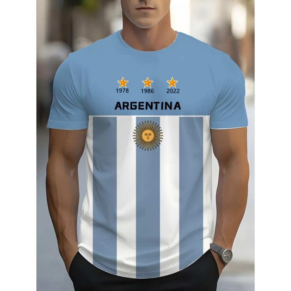 Argentinien Flagge 3D Druck T-Shirt 2026 Fußball Fan Atmungsaktives Sporttrikot Training Eltern-Kind Familie Fußball Watch Party Oberteile